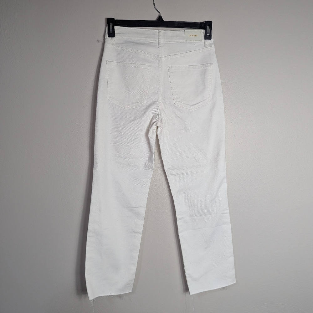 4R NWT Express Straight Ankle High Rise White Jeans - Picture 4 of 6